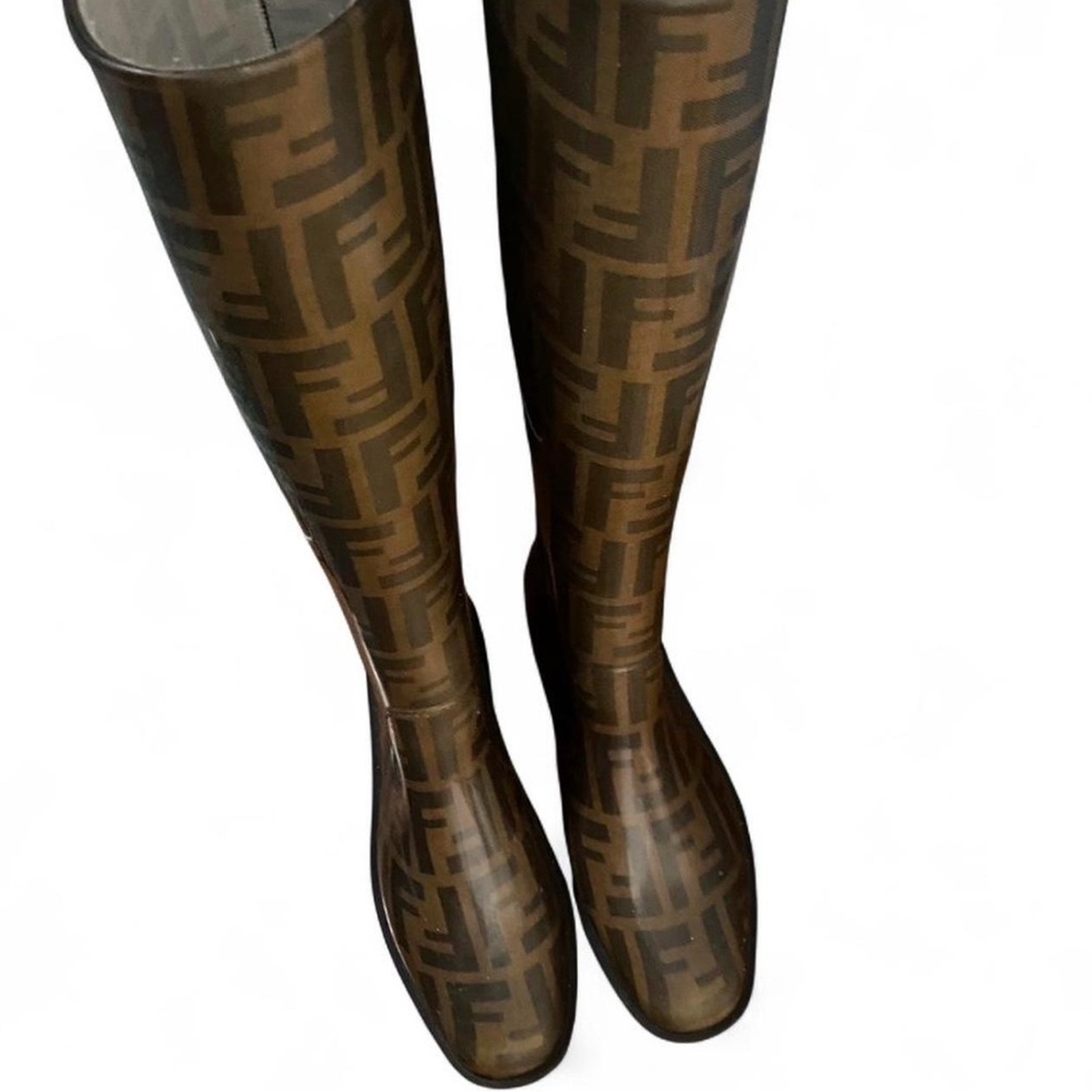 Fendi Brown Monogram Rain Boots